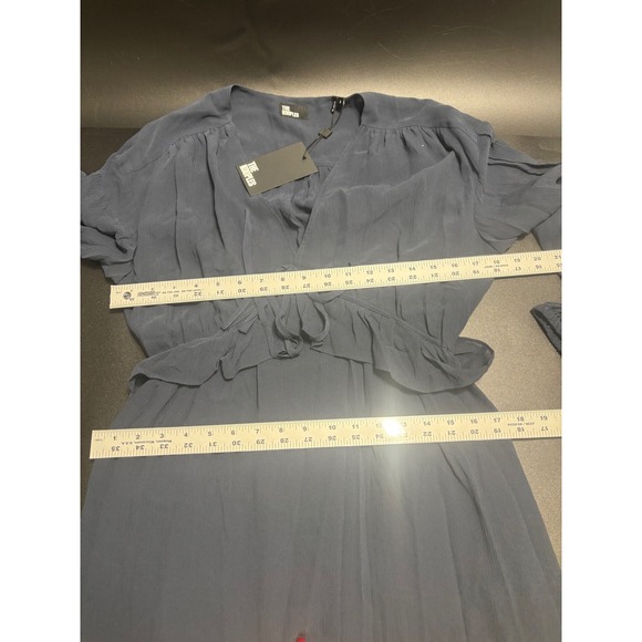 The Kooples NEW Long Sleeve 100% Silk Dress Navy Size FR 2/US Med MSRP $715 - Picture 11 of 12
